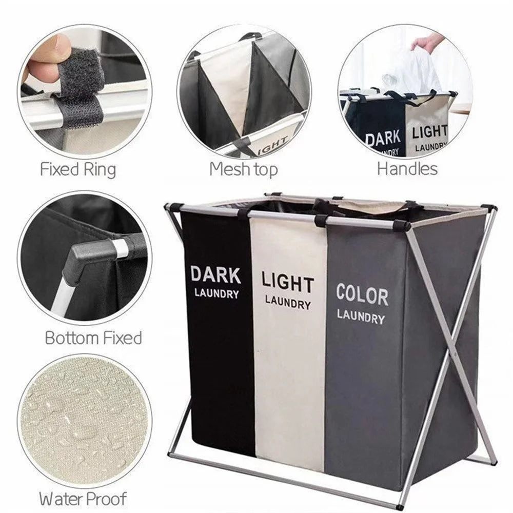 3 Grids Laundry Basket