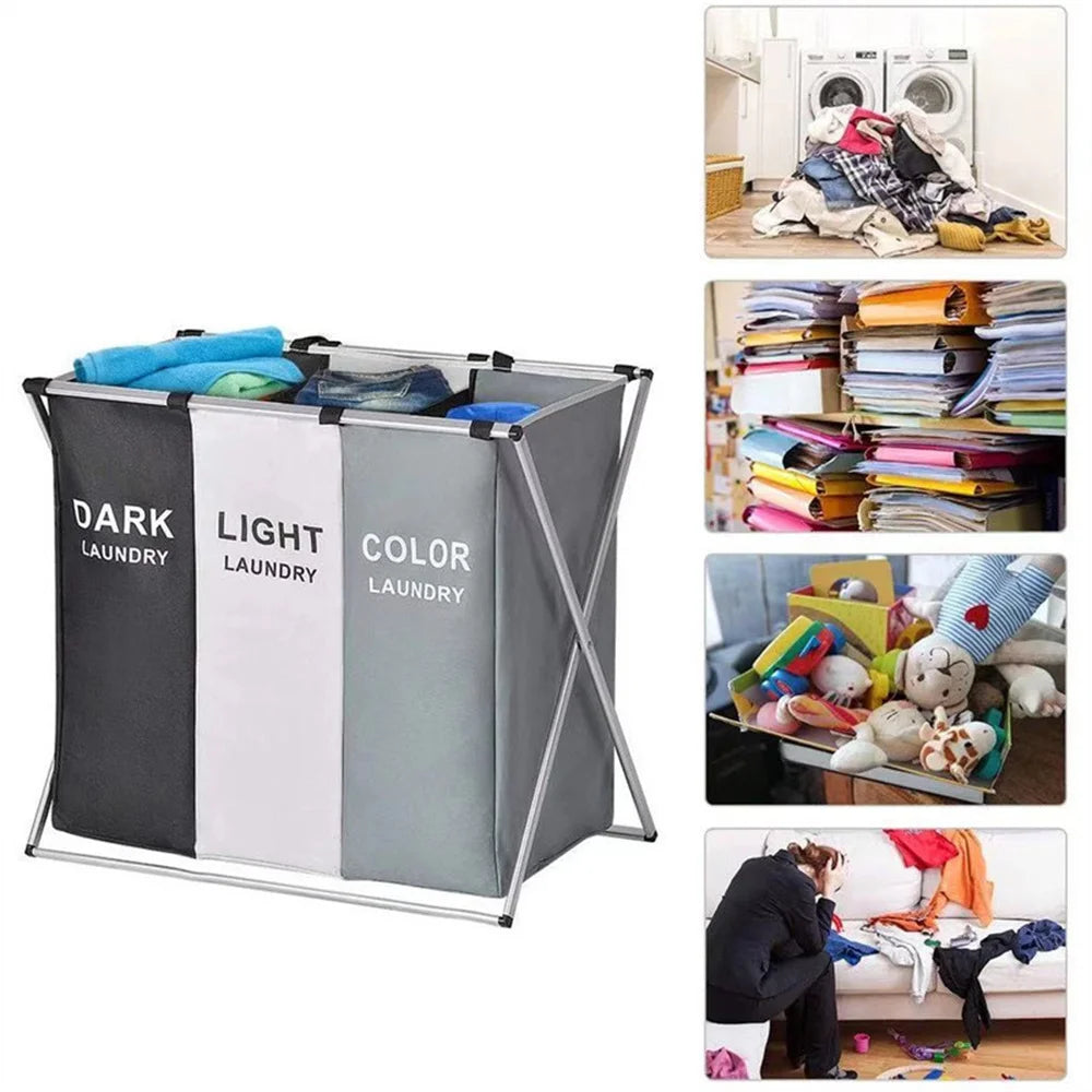 3 Grids Laundry Basket