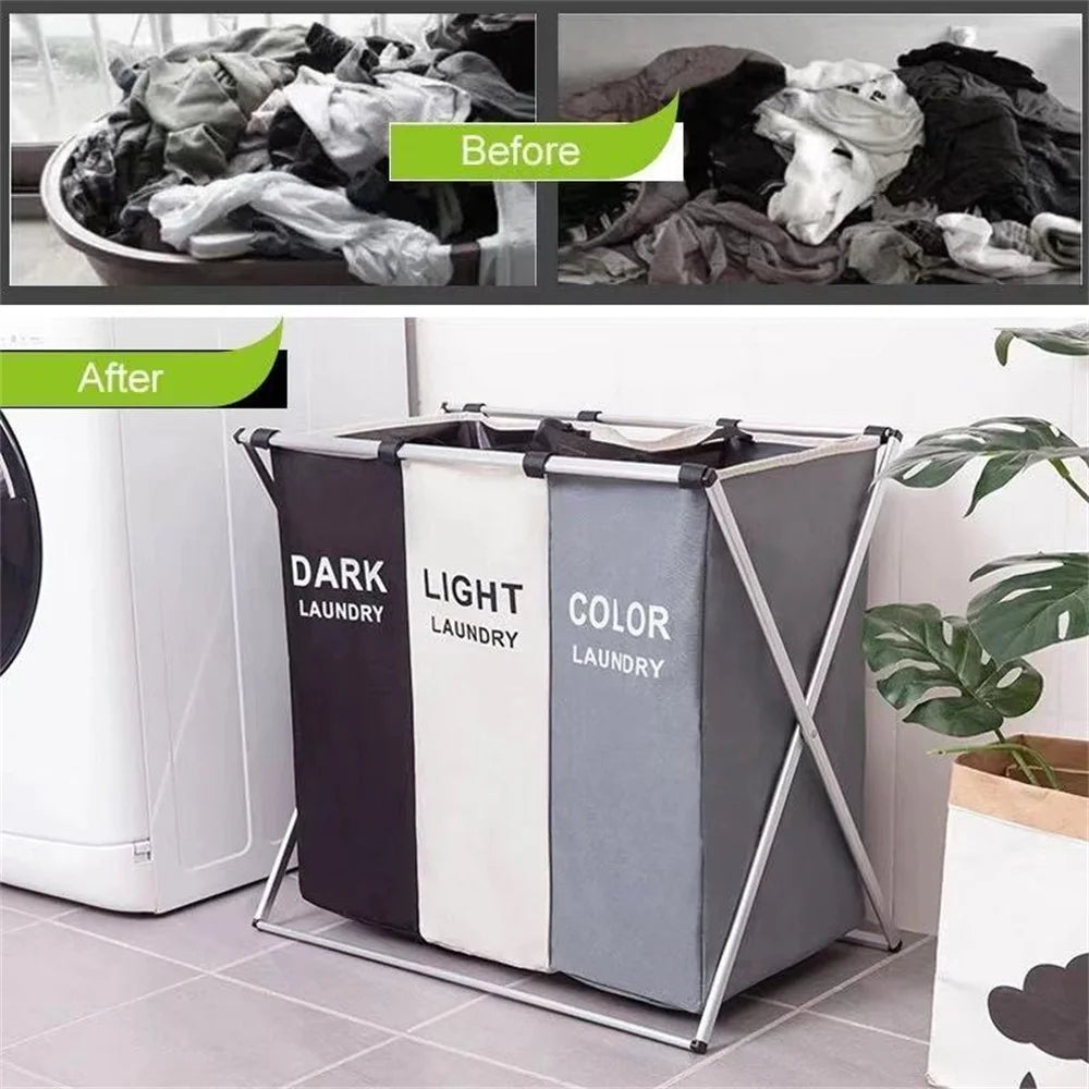 3 Grids Laundry Basket